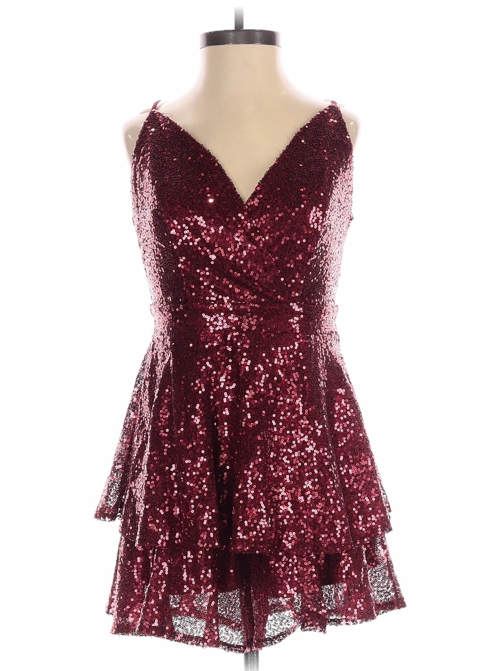 Altar'd State Burgundy Sequin V-Neck Mini Romper Size XS EUC